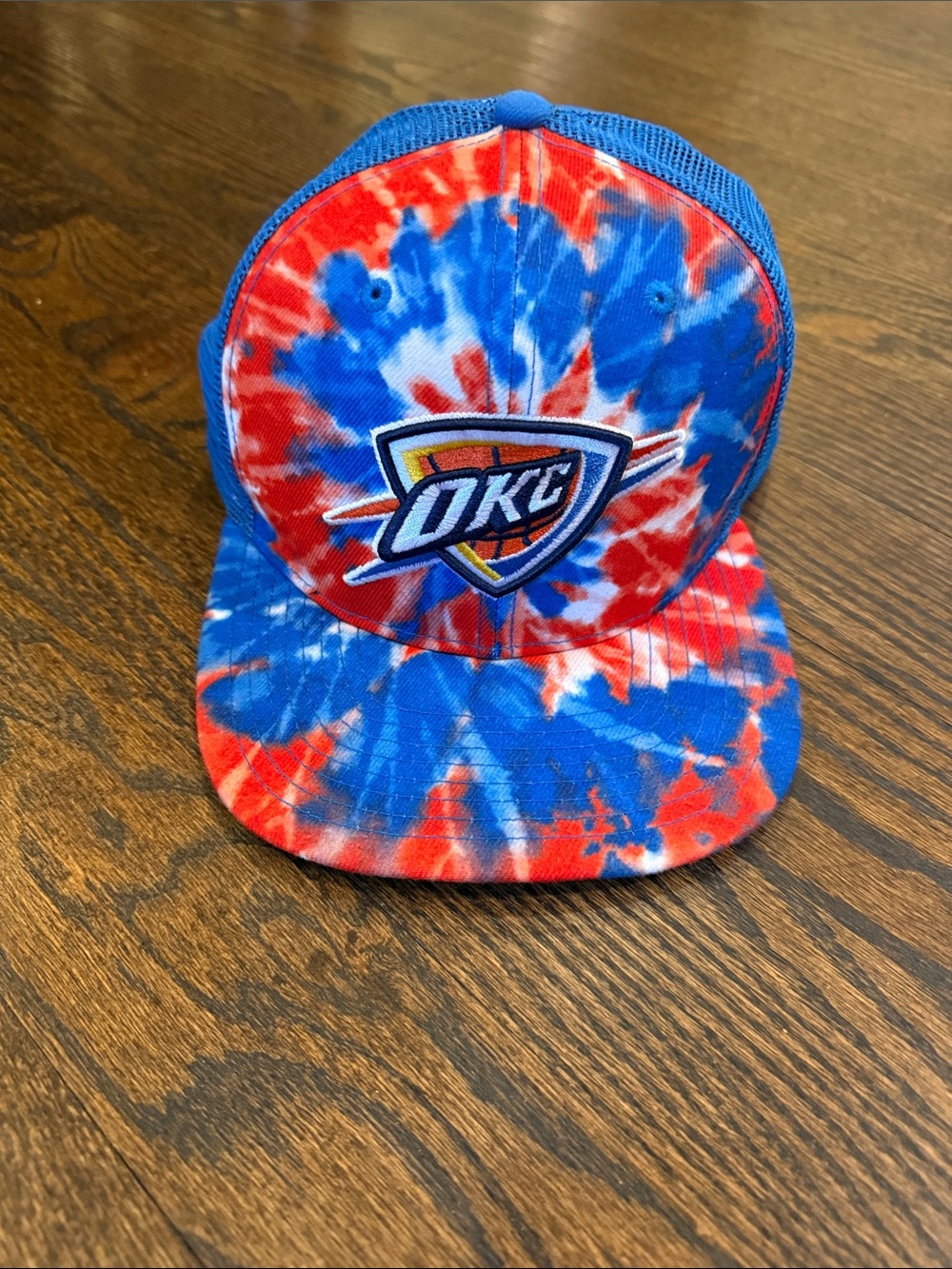9fifty Oklahoma City Thunder Tie-Dye Snapback Hat in Blue and Red